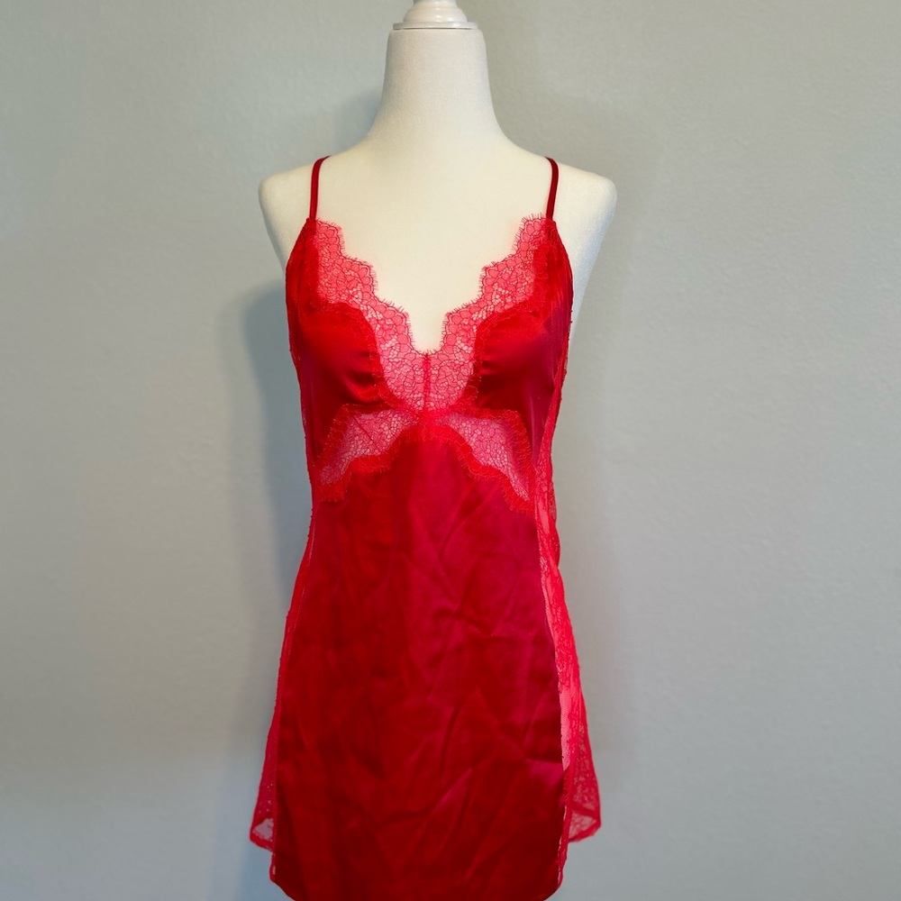 Victoria’s Secret Elegant Red Lace Slip Dress